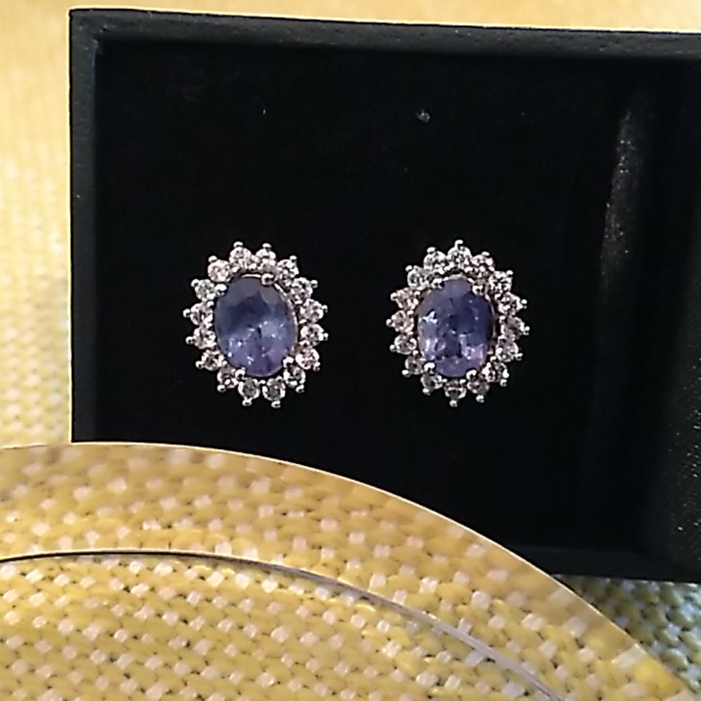 Colleen Lopez Tanzanite And White Zircon Stud Earr